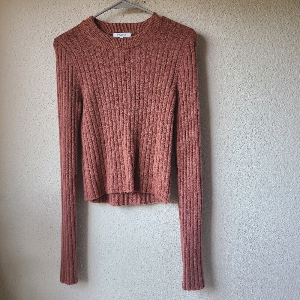 Madewell Cozy Ribbed Knit Sweater in Rusty Brown Size S